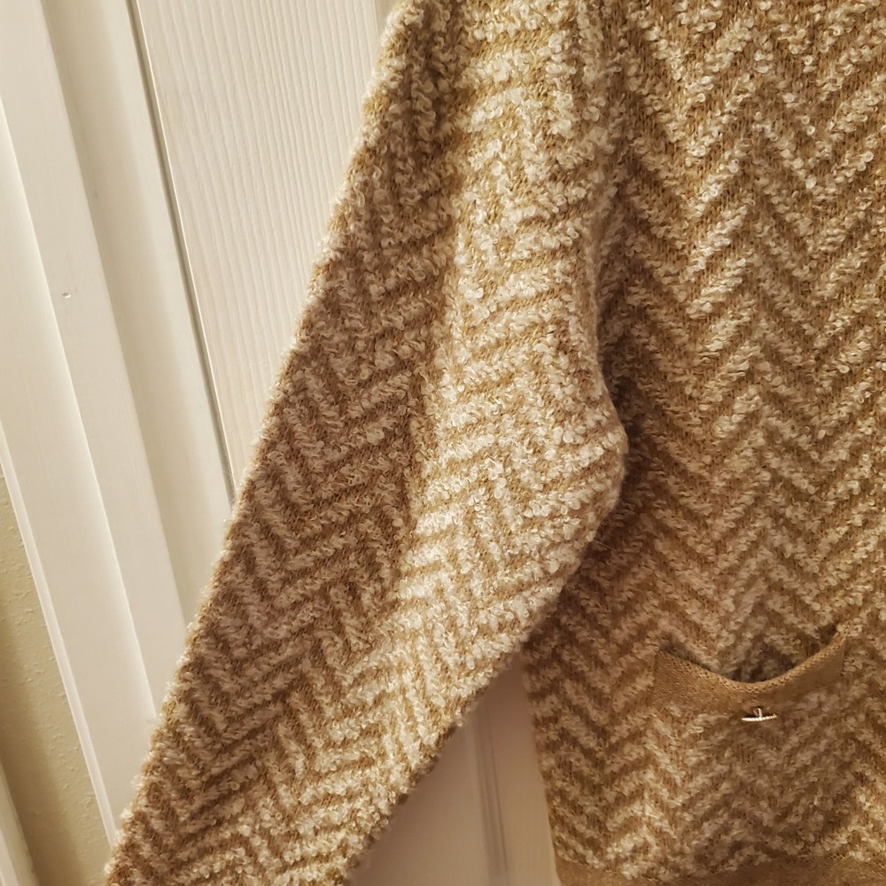 Loft Outlet sz M fuzzy buttonup Cardigan chevron classic preppy cozy career work - Picture 5 of 13
